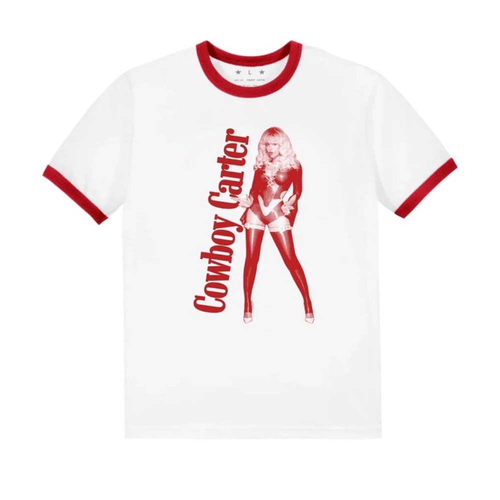 Women's White and Red Graphic Tee